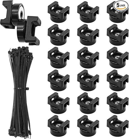 20Pcs Magnetic Zip Tie Mount and 100 Nylon Cable Ties, Magnetic Cable Clips, Multi-purpose Cable Tie Management Base, Office Cable Organizer (22mm)