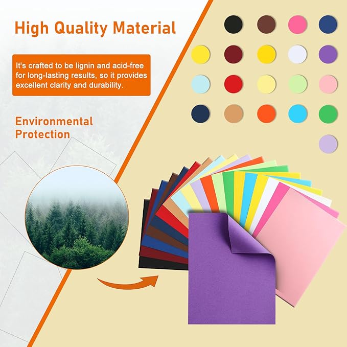 Guakicae 40 Sheets Colored Cardstock 8.5 x 11 Craft Paper, 20 Assorted Colors 75lb Thick Construction Paper Card Stock for DIY Making Cards, Wedding Invitations, School, Memus, Birthday Decorations