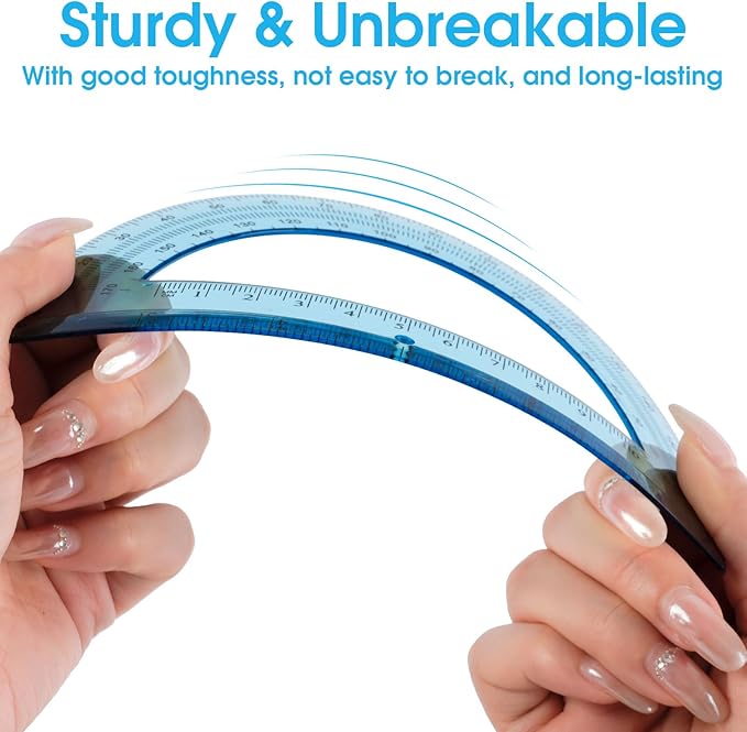 Hoiny 10 Pack Clear Protractor, 6 Inch Plastic Protractors, 180 Degrees Accurate Math Geometry Tools for School, Office, Classroom (Blue)