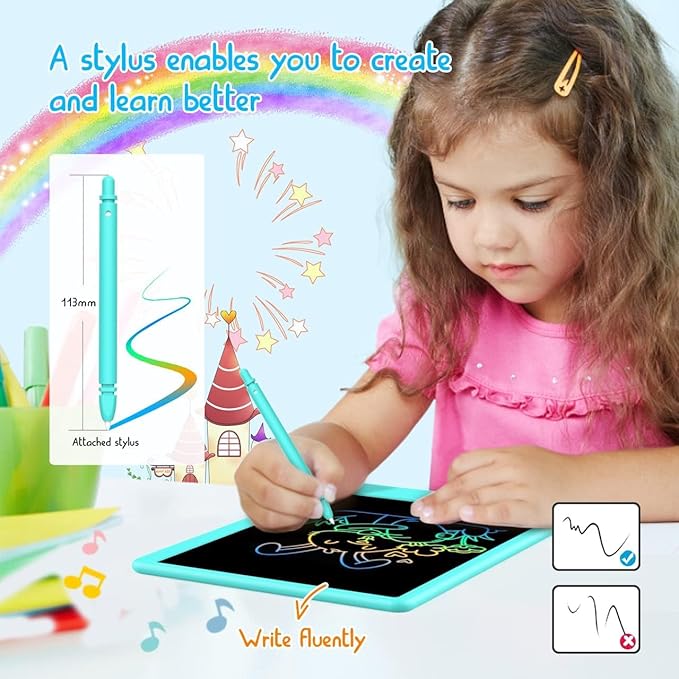 BUKEBU LCD Writing Tablet Doodle Board,10.5 inch Colorful Drawing Pad,Electronic Drawing Tablet, Drawing Pads,Travel Gifts for Kids Ages 3 4 5 6 7 8 Year Old Girls Boys (Blue)