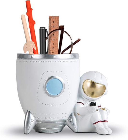 Kimdio Pen Holder, Astronaut Stand for Desk Pencil Holder, Resin Desk Organizer Decorative Accessories Ideal Gift for Office, Classroom, Home