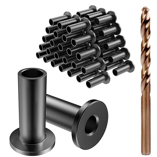BLIKA 50 Pack Black Stainless Steel Protector Sleeves for 1/8" 5/32" or 3/16" Deck Cable Railing, for Wood/Composite Posts, T316 Marine Grade, Black Cable Railing Protector Sleeves