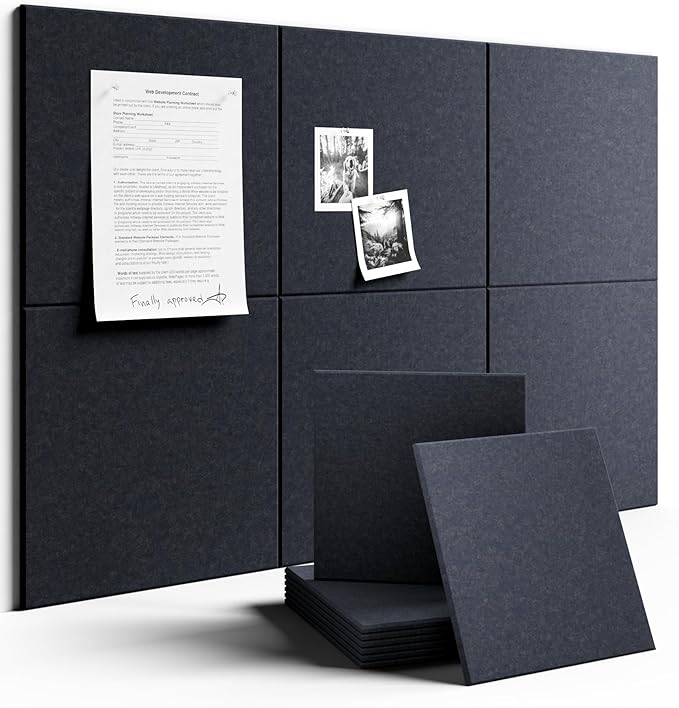 Fluxynara Large Felt Bulletin Board 36" x 24" Cork Board Alternative-6 Pack with 40 Safe Removable Adhesive Tabs, Cork Boards for Walls Cork Board for Home Office Classroom Pin Board-Navy Blue