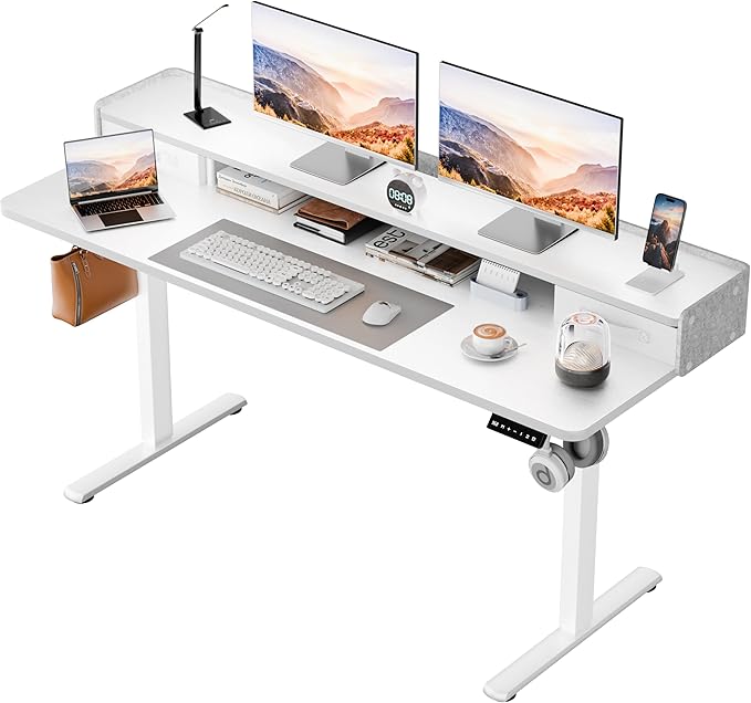 Homall Electric Standing Desk with 2 Drawers, Adjustable Height Computer Desk with Storage Sit Stand Table with Storage Shelf and Splice Board Quick Install for Home Office