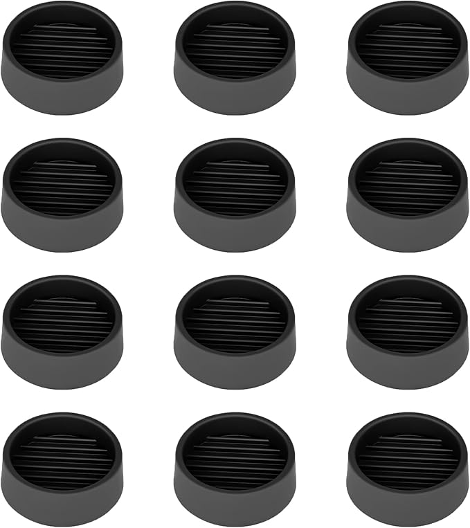 VOCOMO Non Slip Furniture Pads, 1.5' Round Black Rubber Caster Cups, 12 Pcs Anti-Slip Gripper, Anti Slide Floor Protectors for Bed, Couch, Stoppers