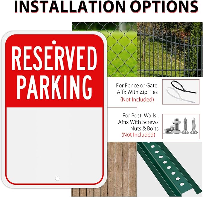 Blank Reserved Parking Sign (2-Pack), 18x12 Inches Rust Free Reflective Aluminum Write-On Sign, Fade Resistant, UV Protected, Waterproof, Easy to Install