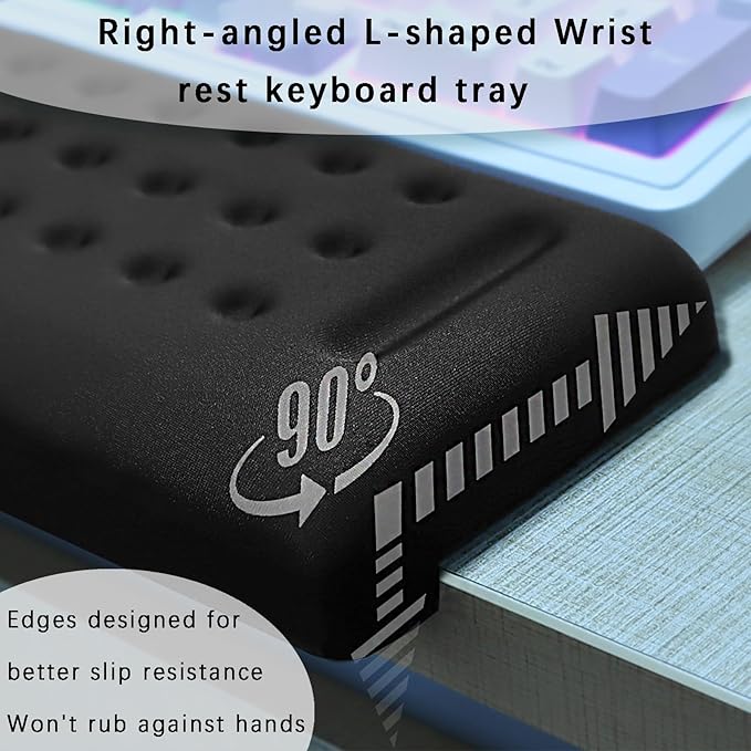 Pack of 2 L-Shaped Wrist Rest Keyboard, Memory Foam Arm Rest Desk, Ergonomic Wrist Rest for Palm, Wrist & Forearm, Office & Home(Pink)