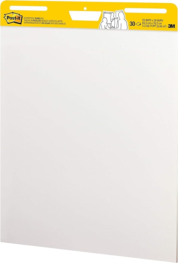 Post-it Super Sticky Easel Pad, 25 in x 30 in, White, 30 Sheets/Pad, 4 Pads/Pack, Great for Virtual Teachers and Students (559 VAD 4PK)
