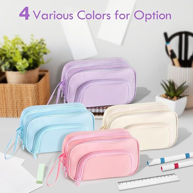 SANANT Large Capacity Pencil Case with Pull-out Structure - Multifunctional Extra Big Pencil Pouch Pen bag, Portable Stationery Organizer with Zipper, Office School Supplies for Boys Girls, Purple