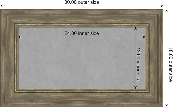 Amanti Art Grey Framed Magnetic Board 18x30 Small Vision Board for use with Magnets, 100% Metal Sheet to Display Items as Office Decor or for Home Organization in mudroom, Kitchen or Kids Room