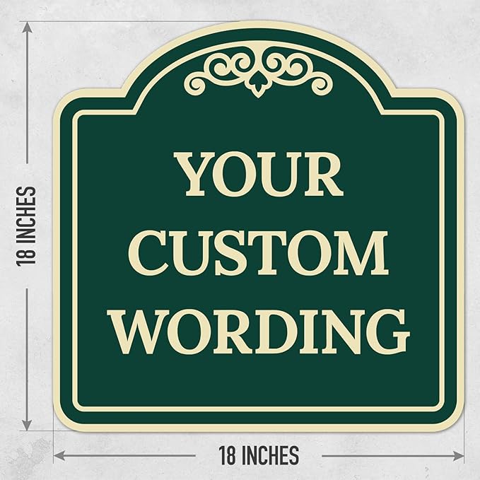 Custom Decorative Sign, Personalized Metal Sign for Business, Driveway, Home, Airbnb, Office Door Plaque,Green Background, 18x18 Inches, ACM, Fade Resistant, Made in USA