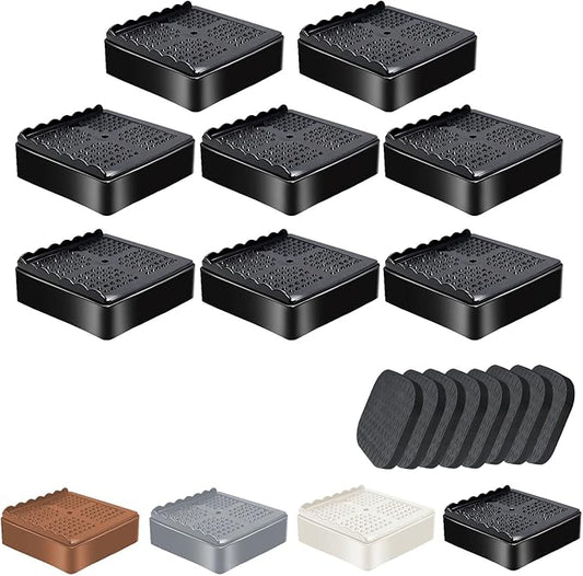 Furniture Risers, 8 Pack Bed Risers with Non-Slip Grip and Heavy Duty Support, 1 Inch 2 Inch 3 Inch 4 Inch Height Lift for Couch, Sofa, Table, Desk, Chair, Refrigerator - Black, 1 Inch
