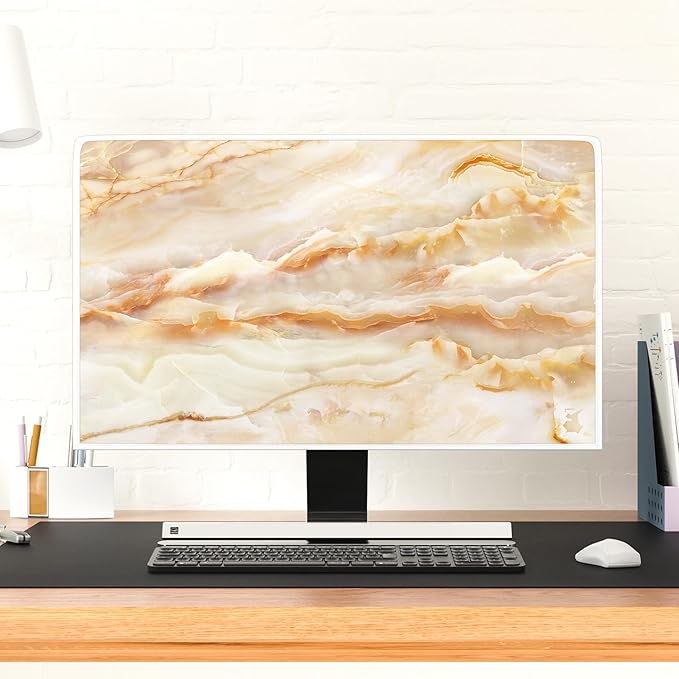 Baocicco Abstract Waterproof TV Screen Cover with Marble Design Aesthetic Television Covers for Xmas Decoration Anti-Static Dustproof Protective Cover for LED LCD OLED TVs 40, 41, 42，43 Inch