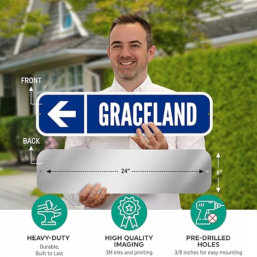 SmartSign Customize Your Own Blue Street Sign with Left Arrow | 6" x 24" 3M EG Reflective Aluminum