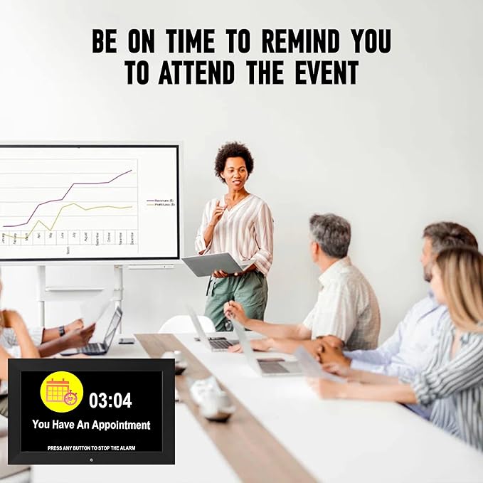 Memwake Digital Alarm Clock, Multiple Alarm Functions, Clock with Date and Day, Digital Alarm and Electronic Calendar for Seniors (White, 7 inch) (10-inch Black WiFi)