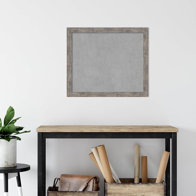 Amanti Art Silver Framed Magnetic Board 23x27 Medium Vision Board for use with Magnets, 100% Metal Sheet to Display Items as Office Decor or for Home Organization in mudroom, Kitchen or Kids Room
