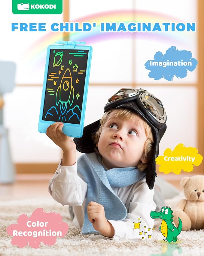 KOKODI LCD Writing Tablet 8.5-Inch Colorful Doodle Board, Electronic Drawing Tablet Drawing Pad for Kids, Educational and Learning Kids Toys Gifts for 3 4 5 6 7 8 Year Old Boys and Girls(Blue)
