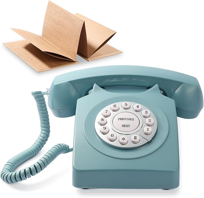 Rotkfst Guest Book Audio Wedding Phone,Record Voice Messages,Retro Guest Book for Wedding or Birthday Party Message Voicemail,Save The Blessings of Your Relatives and Friends（Blue）
