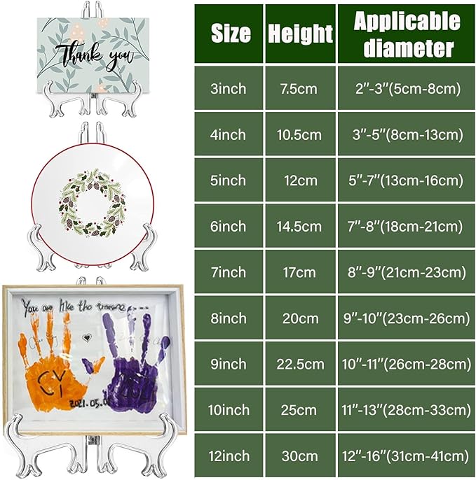 LonlyEagle 12 Pack 5 Inch Clear Plastic Easels or Stand/Plate Holders to Display Pictures or Other Items at Weddings, Plate Stands for Home Decoration, Birthdays, Tables