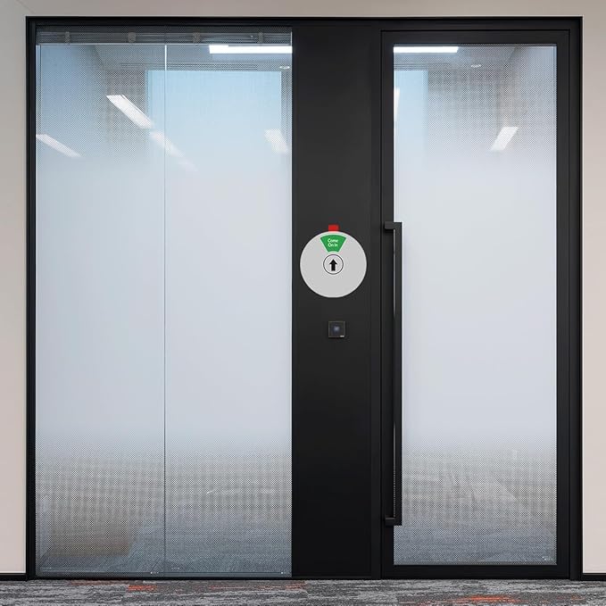 Beiyier 2 Pack 6 Option Office Privacy Sign, Round Rotating Hanger Business Door Signs - Clear Display Out Of Office, Back Soon, Do Not Disturb, Please Knock, Come On In, In A Meeting Status for Professional Work Environment (Silver, 6 Inch ）