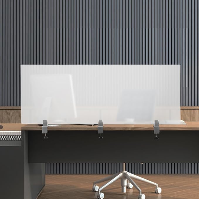 Desk Divider for Students and Desk Privacy Panel, Frosted Acrylic Plexiglass Shield with Clamps for Offices Schools Call Centers, Ideal Cubicle Light Shield - 60”L X22”W