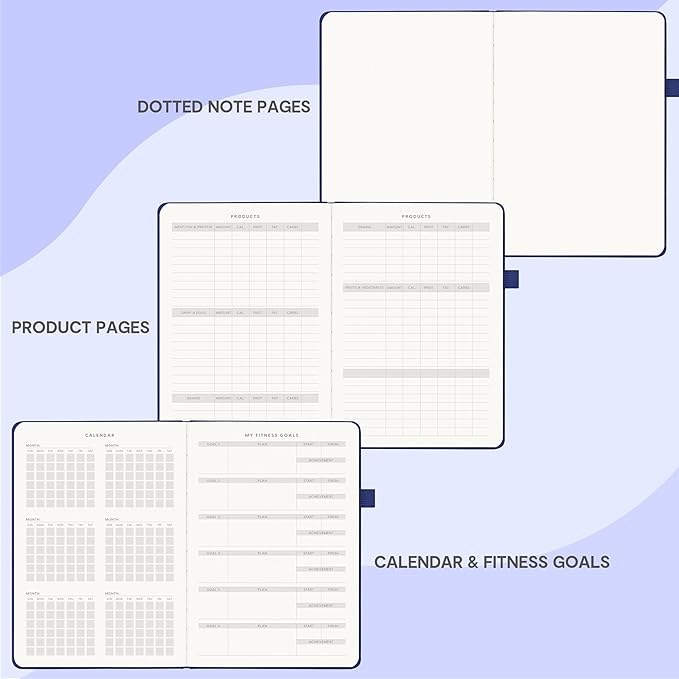 &And Per Se Fitness Workout Journal for Men & Women, Workout Log Book Planner with Daily Diet, Gym Exercise & Training Trackers - Undated, A5 Size, Leather Hardcover (Royal Blue)