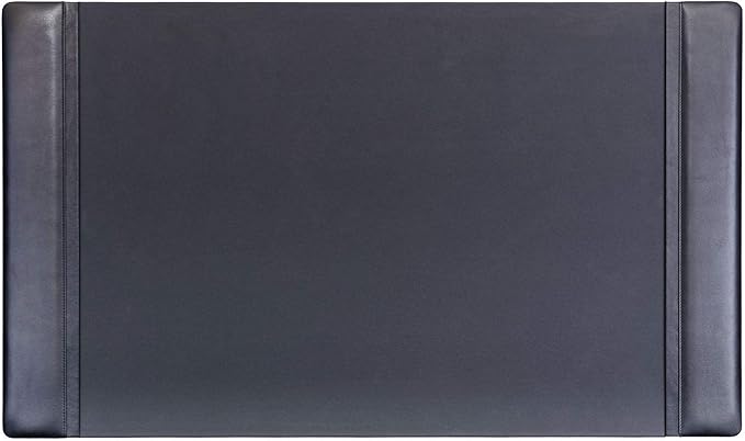 DACASSO Classic Leather Desk Pad with Side Rails - Luxury Leather Desk Blotter for Writing - Padded Executive Desk Surface Protector - (Black, 34” x 20”)