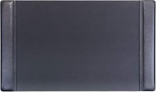 DACASSO Classic Leather Desk Pad with Side Rails - Luxury Leather Desk Blotter for Writing - Padded Executive Desk Surface Protector - (Black, 34” x 20”)
