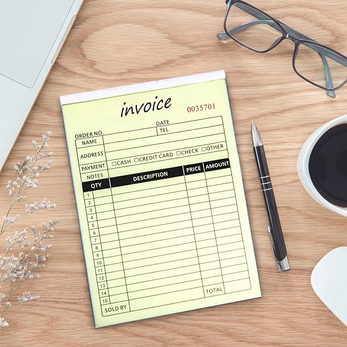 Homvle Invoice Receipt Book with Carbon Copies 2-Part Carbonless Sales Book for Small Boutique Business, 50 Sets