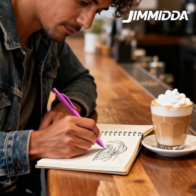 JIMMIDDA Ballpoint Pens Bulk - 107 Pcs Black Ink Pens in Bulk | 1.0 Medium Point Smooth Writing, Retractable No Bleed Ball Point Pen for Men Women (Pink Barrel)