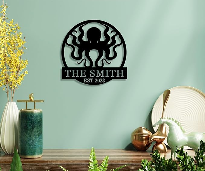 Custom octopus metal signs，personalise octopus wall art，octopus decor，funny octopus metal signs，octopus bathroom decor，personalized metal signs for outdoors