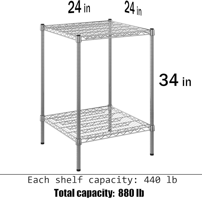 Regal Altair 24" Deep x 24" Wide x 34" Height Wire Shelving Kit | 2-Tier | NSF Commercial Storage Rack Unit
