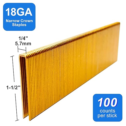 SimCos 18 Gauge 1/4" Narrow Crown Staples, Galvanized Upholstery Staples for 18 GA Pneumatic or Electric Stapler or Staple Gun (1-1/2"-3000 PCS)