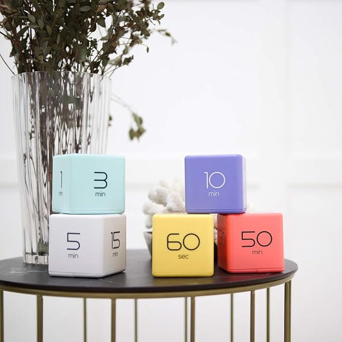 mooas Cube Timer (Coral), Timers Cube Flip Block Timers Productivity Gravity Sensor Time Management for Kids ADHD Classroom Kitchen Desk Workout Cooking Study 10, 30, 50, 60 min Timer Setting
