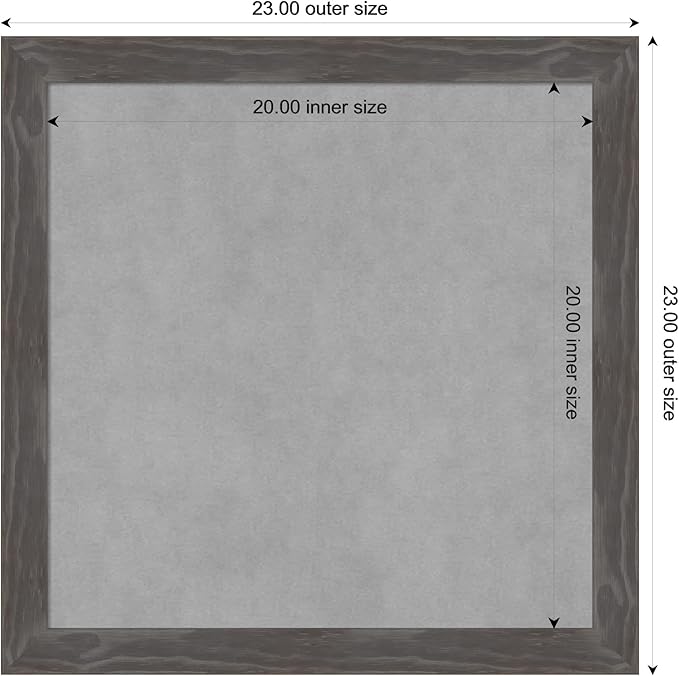 Amanti Art Grey Framed Magnetic Board 23x23 Medium Vision Board for use with Magnets, 100% Metal Sheet to Display Items as Office Decor or for Home Organization in mudroom, Kitchen or Kids Room