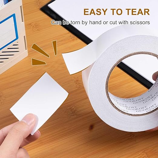 GUOKOFF Double Sided Tape 2 Inch x 40 Yards, Strong Adhesive Double Sided Sticky Tape, Two Sided Tapes, Multipurpose Tape for Arts, DIY, Crafts, Scrapbooking