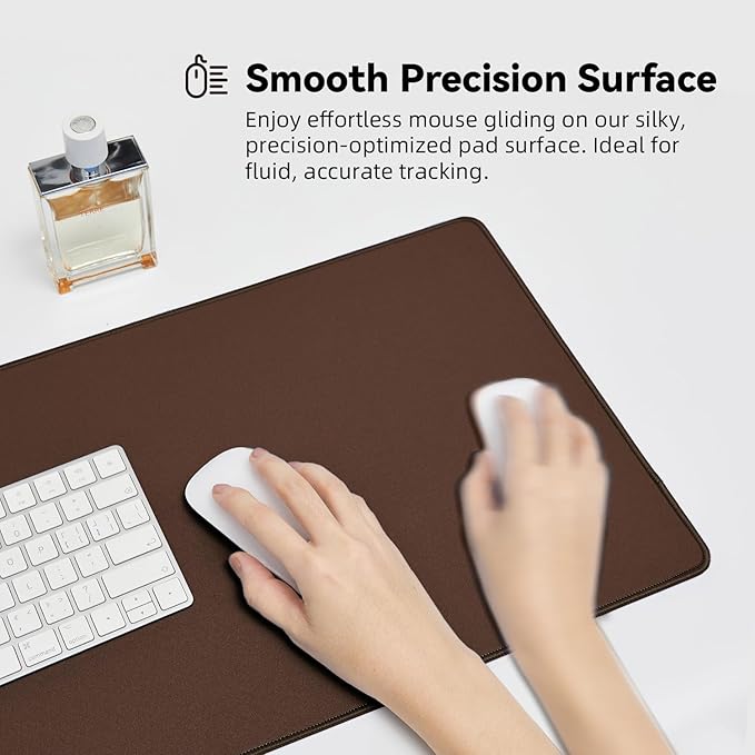Reniteco Waterproof Large Gaming Mouse Pad with Durable Stitched Edges, Non-Slip Rubber Base, Grainy Jacquard Mouse Mat Desk Pad for Home Office Gaming, 31.5''x11.8''x0.12'', Matte Brown