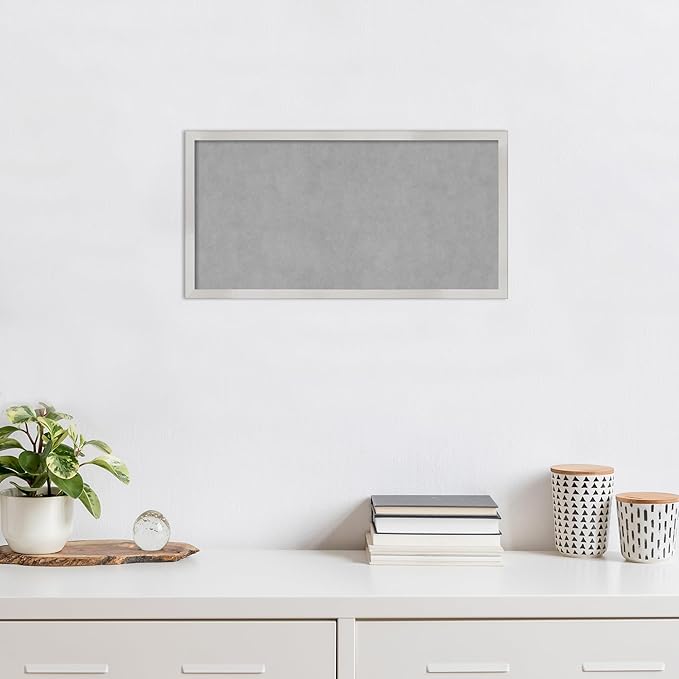 Amanti Art Silver Framed Magnetic Board 13x25 Small Vision Board for use with Magnets, 100% Metal Sheet to Display Items as Office Decor or for Home Organization in mudroom, Kitchen or Kids Room