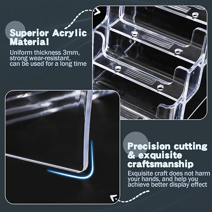 xydstay Acrylic Business Card Holder for Desk,4-Tier Clear Plastic Display Stand with 4 Pockets,ldeal for Office & Workspace Organization,2 Pack