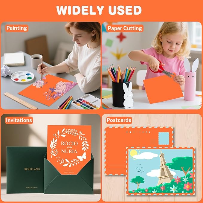 Cardstock 8.5 X 11, 40 Sheets, Pumpkin Orange Card Stock, 75lb/ 200gsm Orange Copy Paper and Printer Paper For Art, Drawing, DIY Cards, Craft, Construction, School & Office Supplies