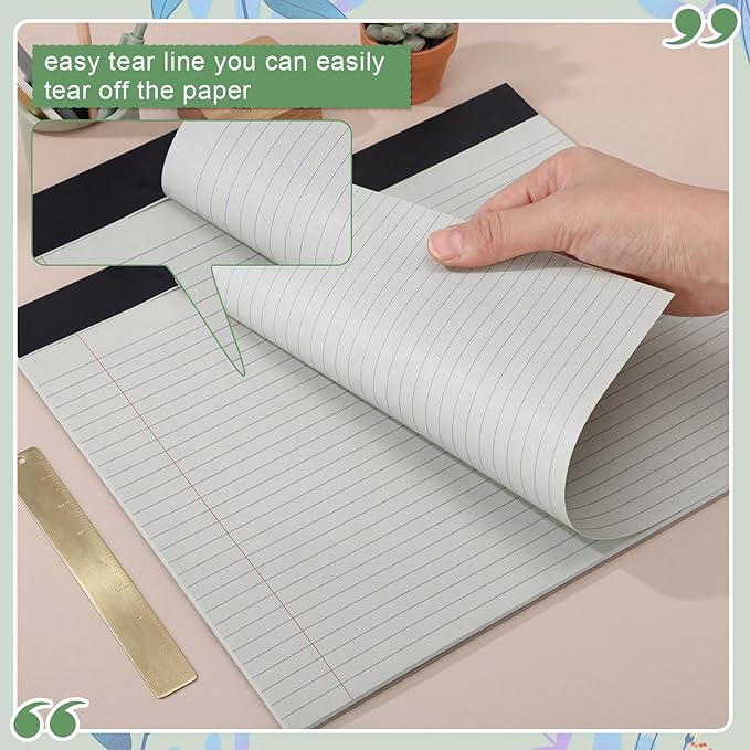 Lincia 6 Pcs 11" x 9.5" Legal Pads College Ruled Notepad Landscape Notebook Horizontal Lined Notebook 80 Gsm Assorted Colors Paper Pastel Writing Pads for School Office, 40 Sheet (Aesthetic Color)