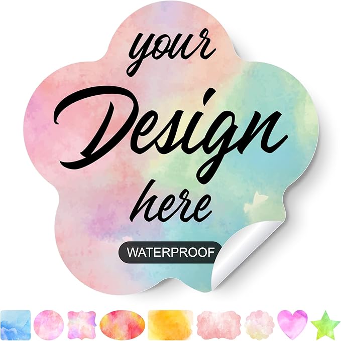 AHEADGOODS Custom Stickers - Personalized Labels, Customized Stickers with Any Design Image Logo Text, 100 Labels (Flower, 3.5"x3.5")