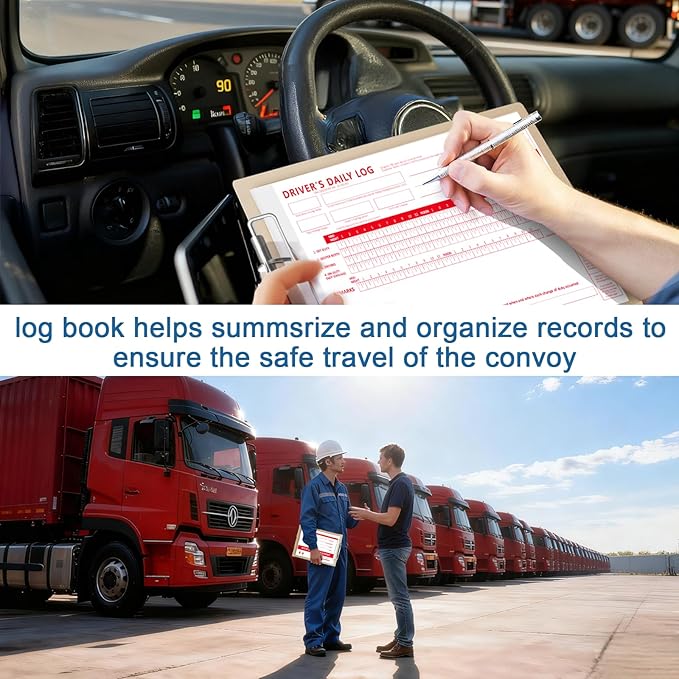 LINAUSTFB Daily Log Books for Truck Drivers with 7 and 8 Day Recap, 15 Pack, 32 Sets of Forms per Book, 8.5" x 5.5" with Detailed, 2-Ply Carbonless Driver Log Book