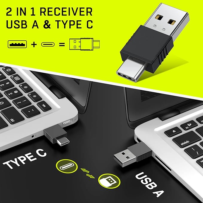2 in 1 USB Type C Presentation Clicker with Red Light Pointer, Wireless Presenter for PowerPoint Presentation PPT Clicker, 2.4GHz Presenter Remote Slide Advancer for MacBook/Computer/Laptop