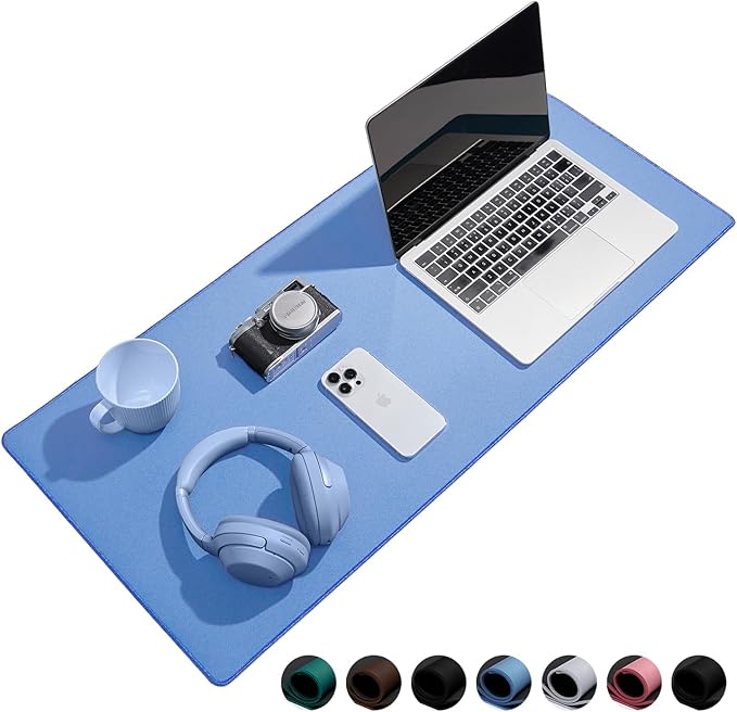 Reniteco Waterproof Large Gaming Mouse Pad with Durable Stitched Edges, Non-Slip Rubber Base, Grainy Jacquard Mouse Mat Desk Pad for Home Office Gaming, 35.4''x15.7''x0.12'', Matte Blue