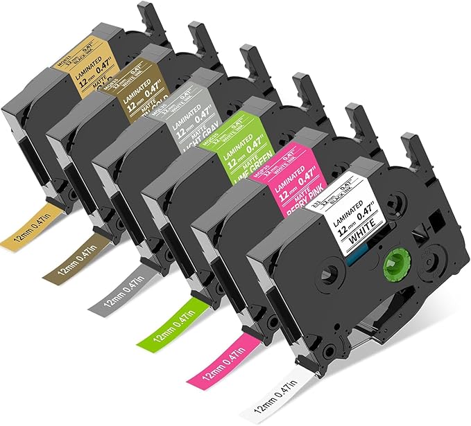 COLORTY Replacement for Brother P-Touch Label Maker Tape TZe 12mm 0.47 Laminated Compatible with Brother P Touch Label Maker PT-D210 PT-H110 PT-D400AD PT-P710BT TZe-231 Pastel Tape Cassette, 6 Pack