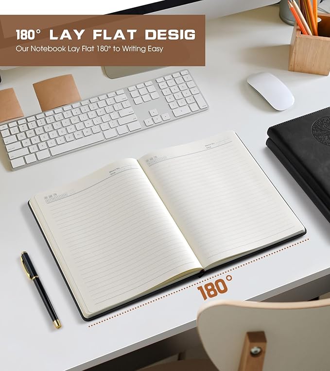 Biuwory Lined Journal Notebook for Women Men,256 Pages B5 Large Hardcover Leather Journals for Writing,Travel,Business,Work & School,College Ruled Notebooks for Note Taking,Diary Notepad 7.8"×10.2"