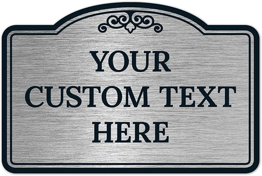 Custom Decorative Sign, Personalized Metal Sign for Business, Driveway, Home, Airbnb, Office Door Plaque, Brushed Nickel Sign, 12x18 Inches, ACM, Fade Resistant, Made in USA by Sigo Signs