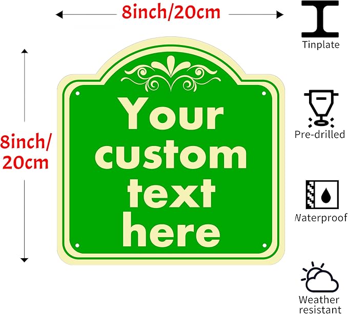 personalized metal sign, Custom Indoor/Outdoor Decorative Sign，Aluminum Weatherproof Metal Sign Multiple Sizes, Customize for Office, Business, Workplace, office, Home, Delivery Signs