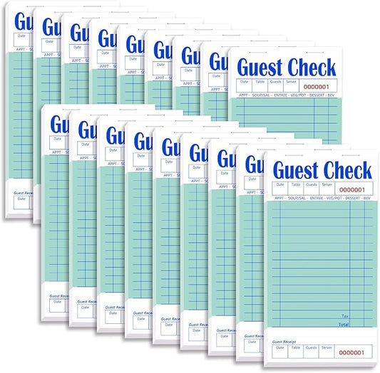 Guest Check Books 18 Pack, Guest Checks for Servers, Server Note Pads, Waitress Accessories Writing Pad, Thick Server Paper with Guest Receipts, Restaurant Supplies Order Pad Total 900 Sheets